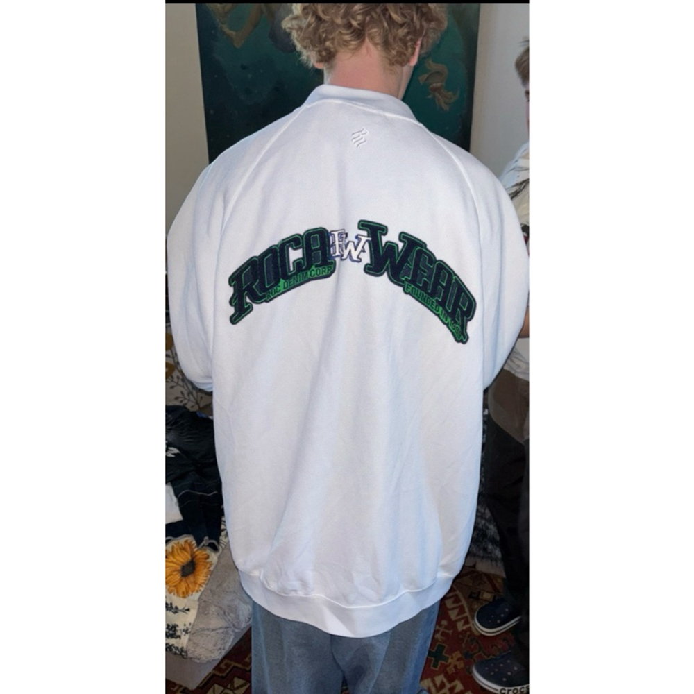 RARE Vintage RocaWear Mens 2XL Zip Front Streetwear Short Sleeve Hip Hop Shirt
